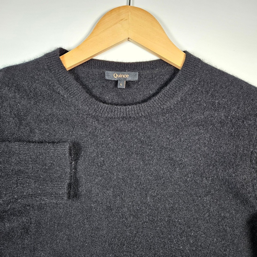 Quince Sweater Women L Black 100% Cashmere Crew Neck Long Sleeve Knit Top Luxury